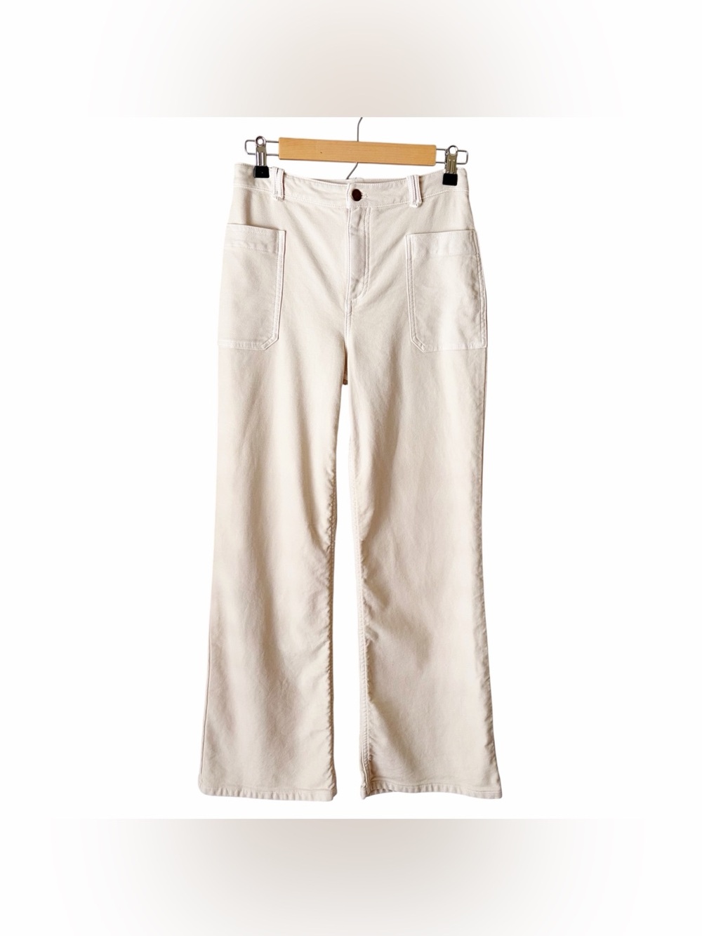 Faherty | Stretch Terry Patch Pocket Pants Jeans Cream Size 27 - Picture 3 of 9